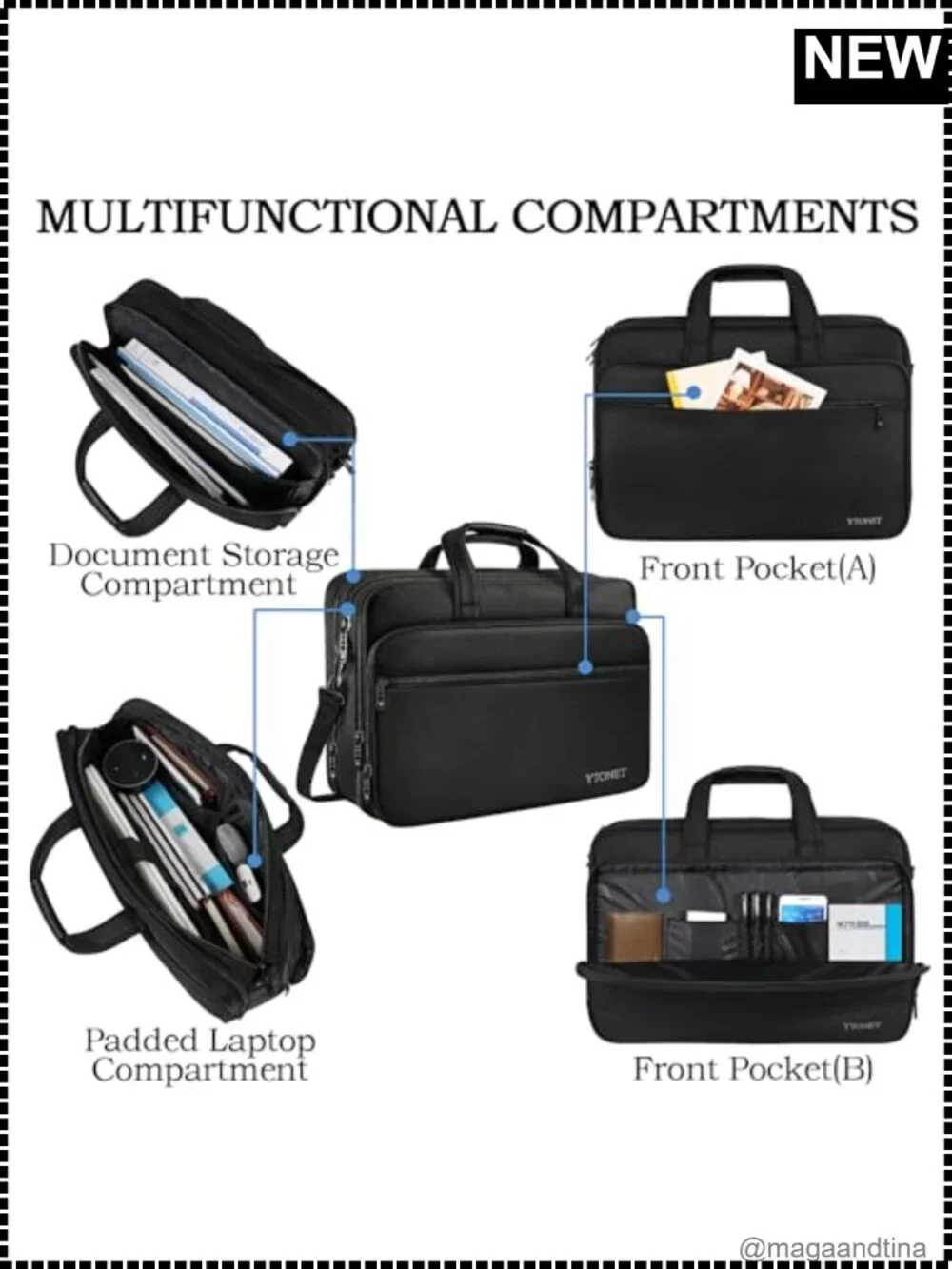 Expandable Laptop Briefcase Water Resistant Polyester 17 Inch
